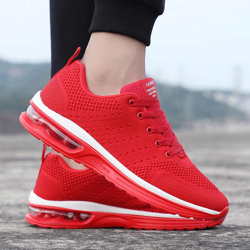 Men's Sneakers Travel Shoes Men's Spring and Autumn Breathable Flyknit Outdoor Running Sneakers Male Air Cushion Outsole Shock-Absorbing Casual Shoes