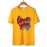 Valentine's Day T Shirt Love You Heart Printing Pullover Cotton Short Sleeve Women's T-shirt