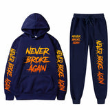 Never Broke Again Hoodie Casual Hooded Sweatshirt Casual Sports Pants