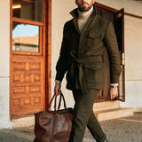 Mens Winter Coats Man Fall Outfits Men's Jacket Solid Color Slim Stand Collar Woolen Coat Men's Autumn