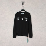 Off White Sweatshirts Autumn And Winter Green Lightning Arrow Pattern Round Neck Sweater