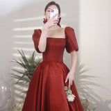 Long Homecoming Dresses Winter Arms Hiding Wine Red Engagement Dress