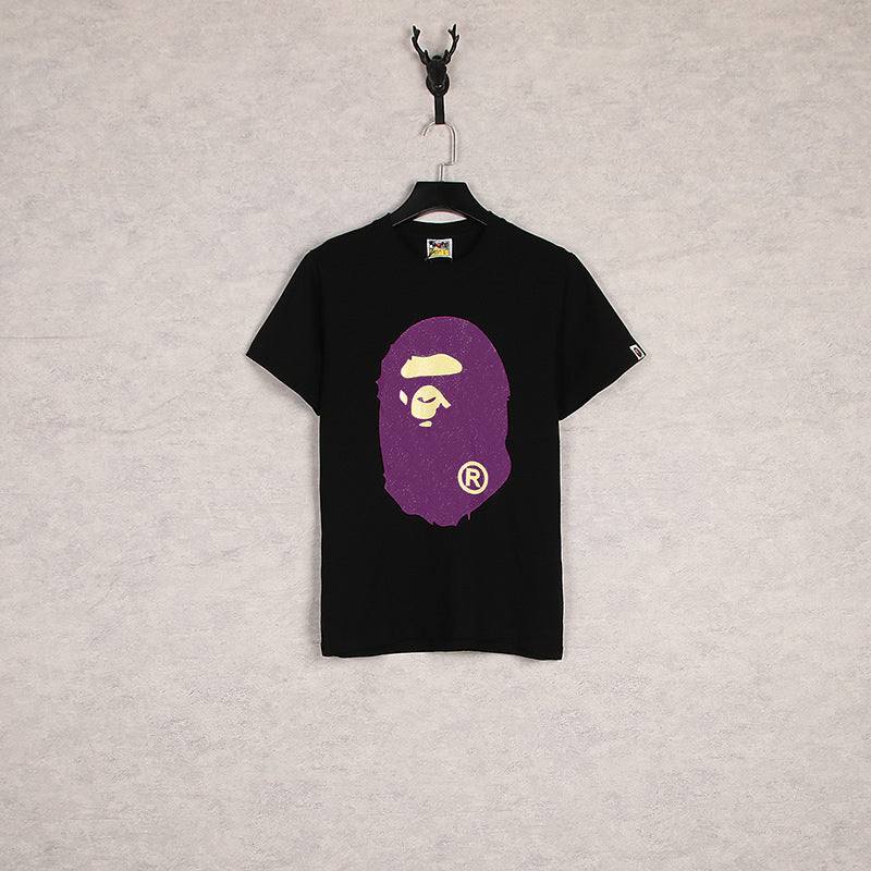 Bathing Ape T Shirt Summer Cartoon Print Casual Large Size Loose Men's and Women's round Neck Short Sleeve T-shirt