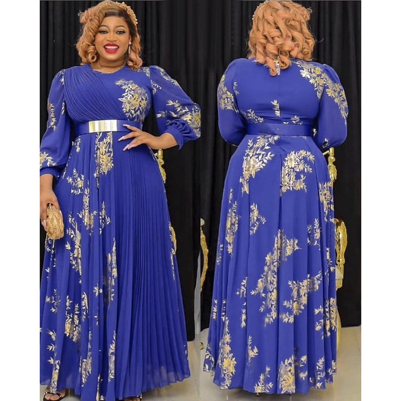 African Dashiki Dress Chiffon Dress Oversized Pleated Skirt