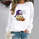 Halloween Costumes Pattern Printing Long Sleeve Crew Neck Sweater Female