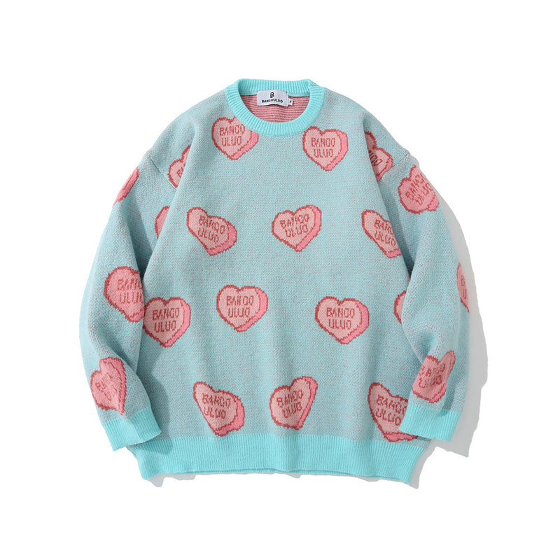 Men Sweater Men's High Street Fashion Brand Loose round Neck Sweater