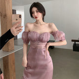 MIDI Mauve Cocktail Dress Purple Dress Slim Fit Elegant Dress