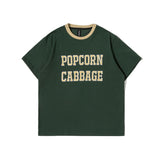 Men T Shitrs Contrast Color Letter Print Round Neck