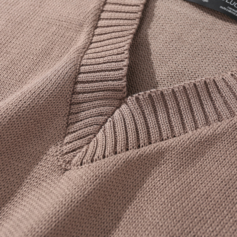 Men Sweater Knitted Vest Man V-neck Vest Loose Sleeveless Pullover