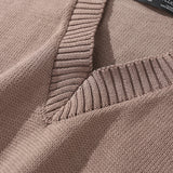 Men Sweater Knitted Vest Man V-neck Vest Loose Sleeveless Pullover