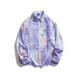 Man Fall Outfis Autumn Clothes Art Printing and Dyeing Long-Sleeved Shirt Men's Loose BF Style Couple Casual Thin Coat
