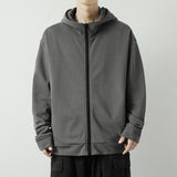 Men Hoodie Solid Color Cardigan Hoodie Spring and Autumn Heavy Japanese Style