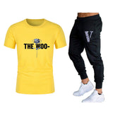 Vlone T Shirts & Pants 2 Piece Set Summer Men'S Short Sleeve T-Shirt Loose Leisure Sports