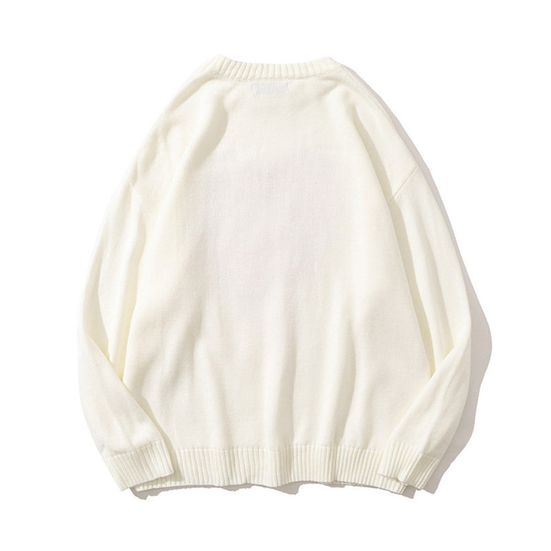 Men Sweater Heart Printing Knitwear Men Loose Pullover