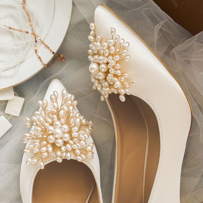 Low Heel Wedding Shoes Silk Satin Bridal Shoes Shallow Mouth High Heel Stiletto Heel
