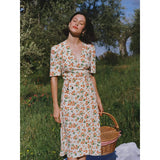 Gloria Vanderbilt Printed Button Slim Dress Short Sleeve V-neck Tea Dress