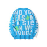 Men Sweater Letter Jacquard Sweater Men's Trendy Pullover