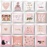 Valentine's Day Pillow Covers 4 Piece Random Styles Together, Peach Peel Printing Car Sofa Pillow Back Cushion/Seat Cushion