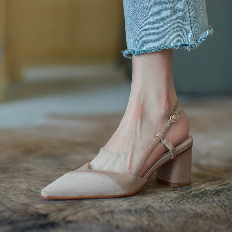 Nude Low Block Heel Medium Chunky Heel Pumps