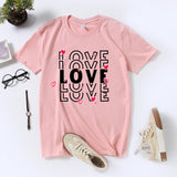 Valentine's Day T Shirts Couples Printed Loose Pullover Loose Short Sleeve T-shirt