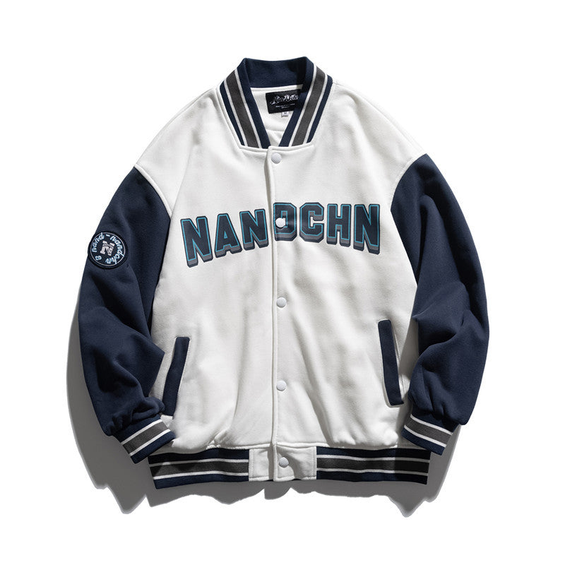 Man Fall Outfis Retro Patchwork Baseball Uniform Jacket Loose Hip Hop Embroidered Casual Jacket