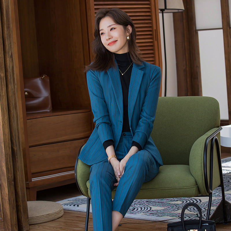 Interview Suit Women Autumn Striped Suit Women's Suit Pants Suit