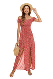 Coachella Music Festival Outfits Spring and Summer Sexy Wrapped Chest Floral Print Slit Short Sleeve Dress