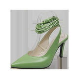Hot Pink Heels Women's High-Heeled Sandal Pointed Stiletto Heel Ankle Ring Bandage Cloth Sandals
