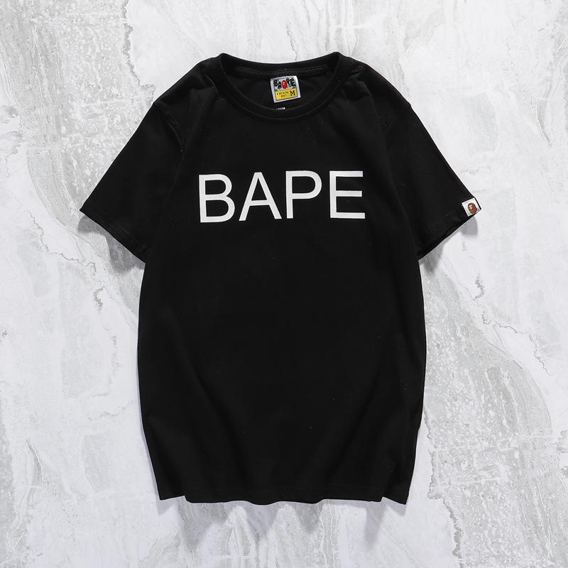 Bathing Ape T Shirt Casual White Letter Crew Neck Summer Pullover Short Sleeve T-shirt