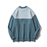 Men Sweater Cartoon Jacquard Color Matching Sweater Men's Trend Loose Pullover