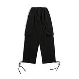 Man Fall Fall Drawstring Trousers Loose Casual with Big Pockets Elastic Overalls