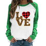 Valentine's Day T Shirt Love Leopard Print Letter Plaid Heart Printing Women's T-shirt
