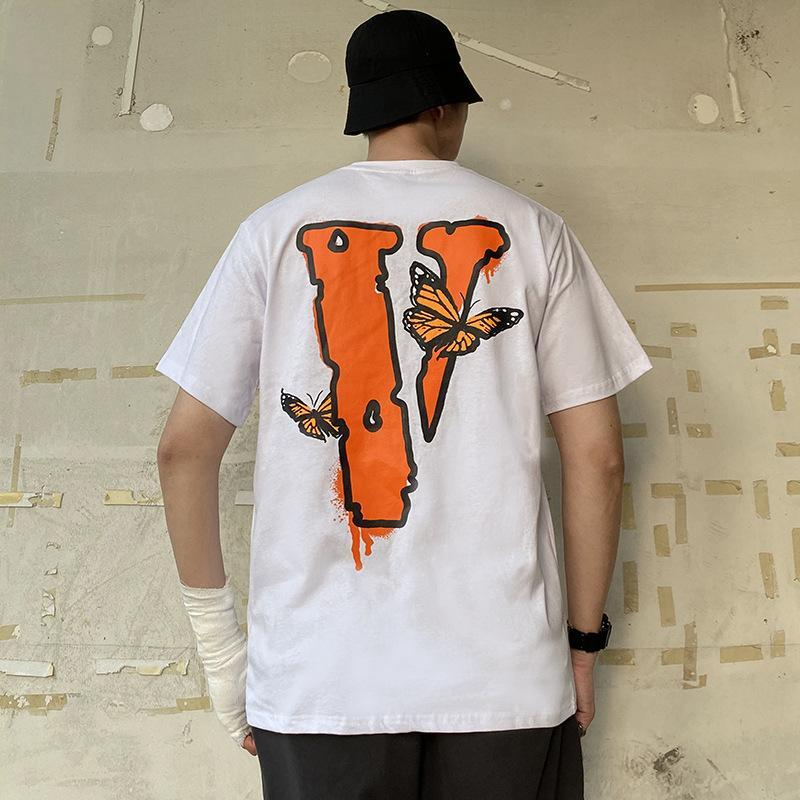 Vlone Large V Short Sleeve Splashed Ink Printing Simple Fog Men'S And Women'S Tshirt Tee Shirt