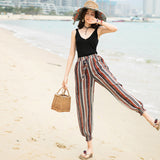 Coachella Music Festival Outfits Seaside Vacation Beach Pants Women's Loose Slimming Large Size Retro