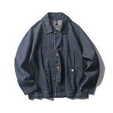 Men Denim Jackets Casual Vertical Stripes Loose Youth Denim