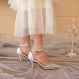 Low Heel Wedding Shoes Bridal Shoes White Wedding Shoes Women 'S High Heels