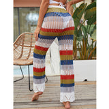 Coachella Music Festival Outfits Beach Women's Clothing Vacation Sun Protection Colored Mosaic Knit Casual