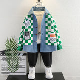 Toddler Boys Jackets Boys' Plaid Denim Jacket Spring and Autumn