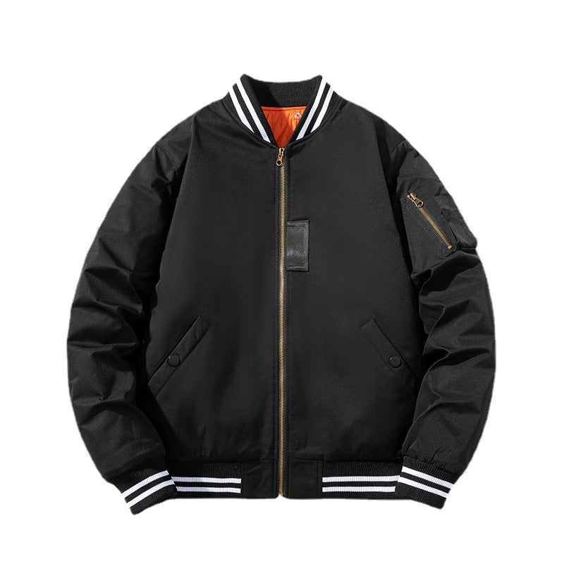 Varsity Jacket Baseball Uniform Men'S Solid Color Casual Able