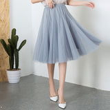MIDI Mauve Skirt Mesh Skirt Female Fall High Waist Pleated Skirt