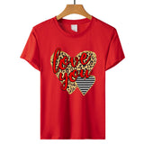 Valentine's Day T Shirt Love You Heart Printing Pullover Cotton Short Sleeve Women's T-shirt