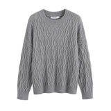 Naomi Watts Gypsy Outfits Pullover Cashmere Sweater Women's Loose round Neck Cable-Knit Sweater Sweater