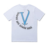 Vlone T Shirt Large V-Shaped Female Print Irregular Couple'S Short-Sleeved T-Shirt
