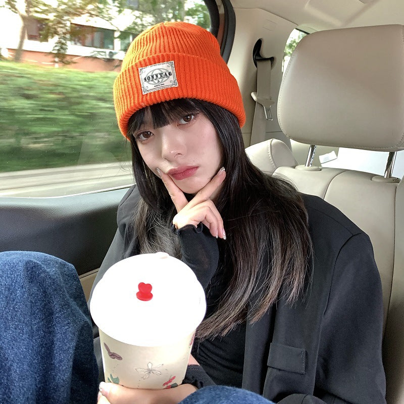 Red Beanie Hat Autumn and Winter Warm Knitted Hat Women's Men's Casual Hat