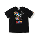 Bape Bearbrick T Shirt Beii & Bape Classic Pattern Summer Pure Cotton Same Style For Men And Women