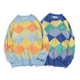 Man Fall Outfits Plaid Stitching round Neck Sweater Long Sleeve Casual Sweater Coat