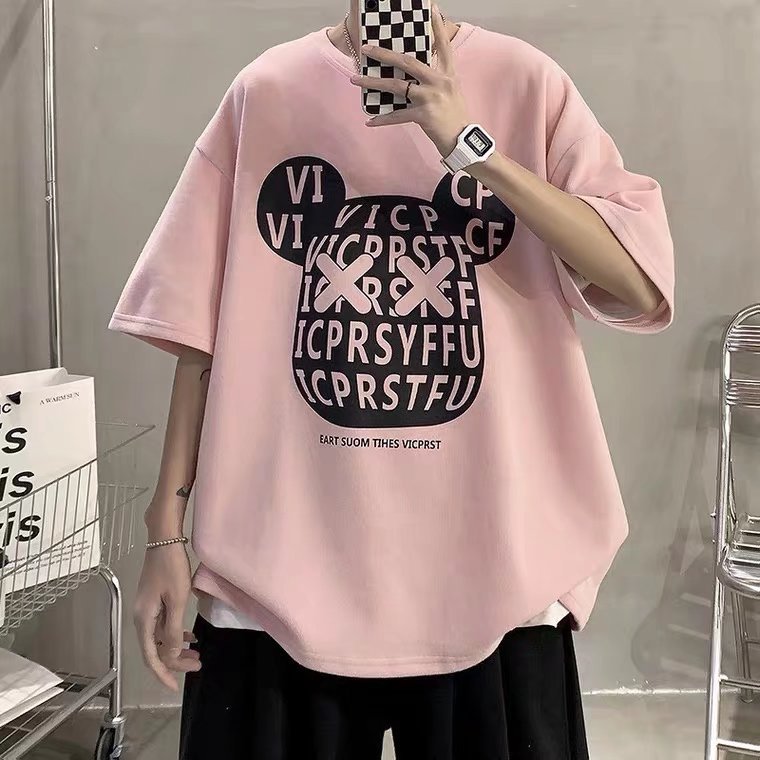 Men T-Shirts Loose Oversize Top Half Sleeve