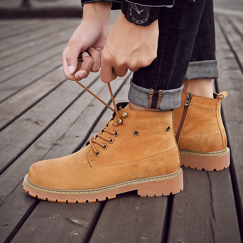 Men's Boots Work Boot Men Casual Hiking Boots Men Winter Velvet Warm Cotton Shoes