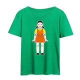 Squid Game Costume round Six Wooden Printed Top Short Sleeve T-shirt