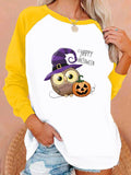 Halloween Costumes Printing Capless round Neck Contrast Color Sweatshirt Women
